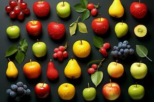 Snapshot of assorted tree fruits, showcasing their vibrant diversity AI Generated photo