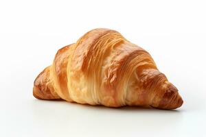 Fresh croissant isolated on white background, clipping path included. AI Generated photo