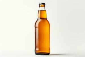 Beer bottle on a white background. Close-up. Studio shot. Ai Generated photo