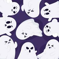 Halloween ghost character pattern background Vector illustration