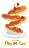 Pancake day poster Traditional food Vector illustration