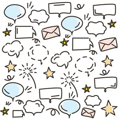 Hand drawn illustration background with communication icons Vector illustration