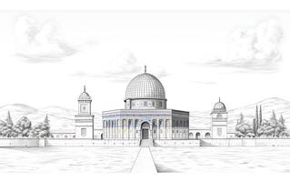 al aqsa mosque illustration on white background photo