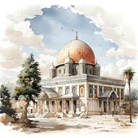 al aqsa mosque illustration on white background photo