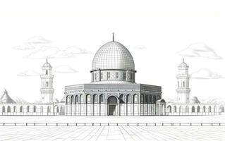 al aqsa mosque illustration on white background photo