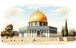 al aqsa mosque illustration on white background photo