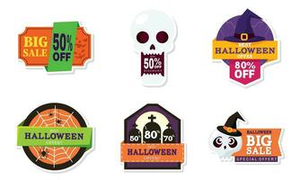 Set of halloween discount stickers Vector illustration