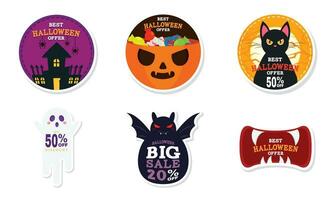 Set of halloween discount stickers Vector illustration