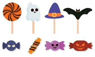 Set of cute halloween candies icons Vector illustration