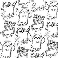 Halloween ghost character pattern background Vector illustration