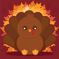 Isolated cute turkey bird autumn animal character Vector illustration
