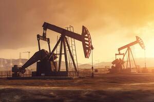 Oil pump in the desert. 3d render. Computer digital drawing. photo