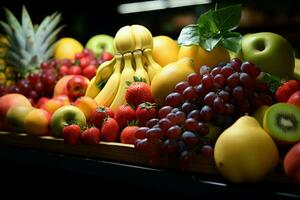 valores arriba en calidad frutas a tu local mercado Fruta ai generado foto