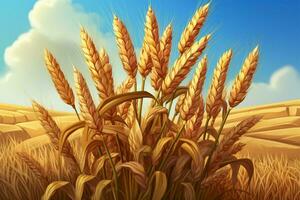 A wheat field depicted in a sprite icon for video games AI Generated photo