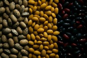 Various bean types, flawlessly linked in a perfectly connected arrangement AI Generated photo