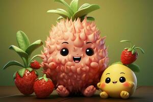 A charming and lovable portrayal of fruit, radiating pure cuteness AI Generated photo