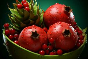 The exotic fruits exhibit an arresting shade of red AI Generated photo