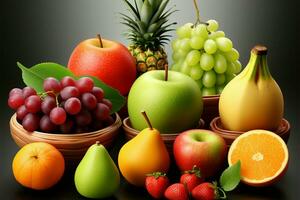 Fruits in 3D, an eye catching rendering on a pure background AI Generated photo