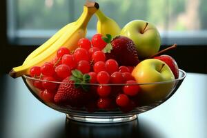 Isolated fruit in a bowl, perfect for versatile design use AI Generated photo