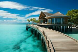 Breathtaking Maldives panorama Luxury villas, crystal sea, and sunny perfection AI Generated photo