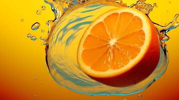 Orange background with water drop photo