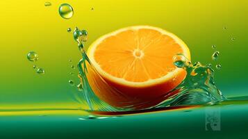 Orange background with water drop photo