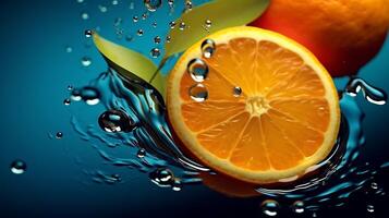 Orange background with water drop photo