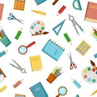 Seamless pattern of shool objects vector