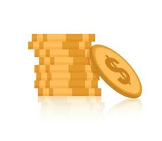 Stack of coins isolated on white background vector