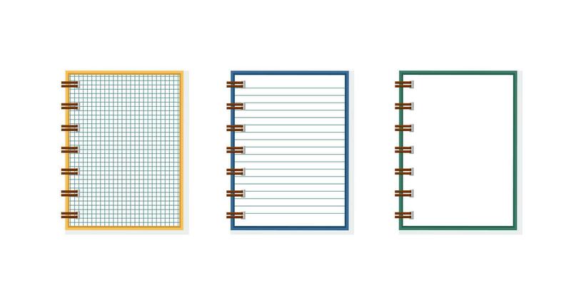 Set of opened empty notebooks
