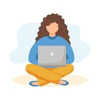 Girl with laptop vector