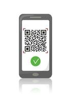 QR code on phone screen vector