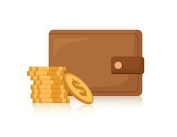 Wallet with coins vector