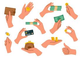 Money in tha hands set vector