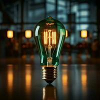 Executive wields radiant bulb, epitomizing business innovation and vision For Social Media Post Size AI Generated photo