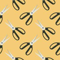 scissors seamless pattern vector illustration. Sewing Scissors on color background. From top view. Conceptual modern trendy style. Minimal background.