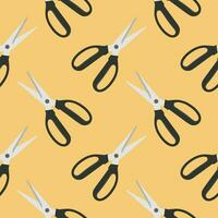 scissors seamless pattern vector illustration. Sewing Scissors on color background. From top view. Conceptual modern trendy style. Minimal background.