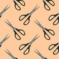 scissors seamless pattern vector illustration. Sewing Scissors on color background. From top view. Conceptual modern trendy style. Minimal background.