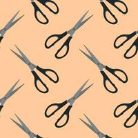 scissors seamless pattern vector illustration. Sewing Scissors on color background. From top view. Conceptual modern trendy style. Minimal background.