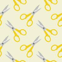 scissors seamless pattern vector illustration. Sewing Scissors on color background. From top view. Conceptual modern trendy style. Minimal background.