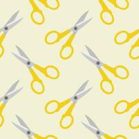 scissors seamless pattern vector illustration. Sewing Scissors on color background. From top view. Conceptual modern trendy style. Minimal background.