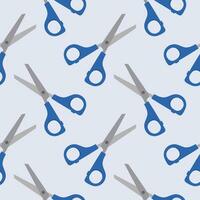 scissors seamless pattern vector illustration. Sewing Scissors on color background. From top view. Conceptual modern trendy style. Minimal background.