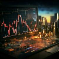 Investment concept art features trading graph, symbolizing stock market and forex dynamics For Social Media Post Size AI Generated photo