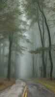 Foggy Forest with Pathway Leads to the Unknown photo