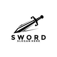 Sword logo vector template. Sword and black color logo icon design