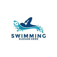 swimming logo icon vector, Swim logo design template vector