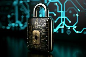 Futuristic padlock blends innovation and reliability to redefine security profoundly AI Generated photo