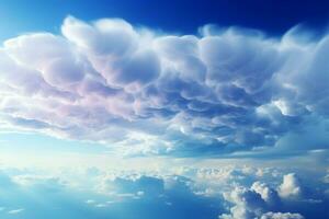 A unique sight blue cumulus clouds, a meteorological rarity above AI Generated photo