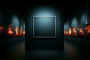 Dual top lighting casts an exquisite glow on the 3D exhibition wall AI Generated photo