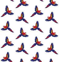 Vector seamless pattern of hand drawn macaw parrot